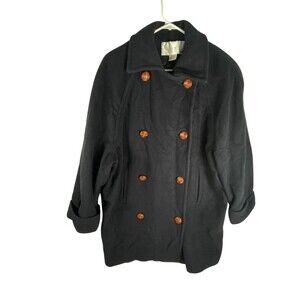 Vintage The Limited Pea Coat Mens Large Blue Wool Double Breasted USA Nautical